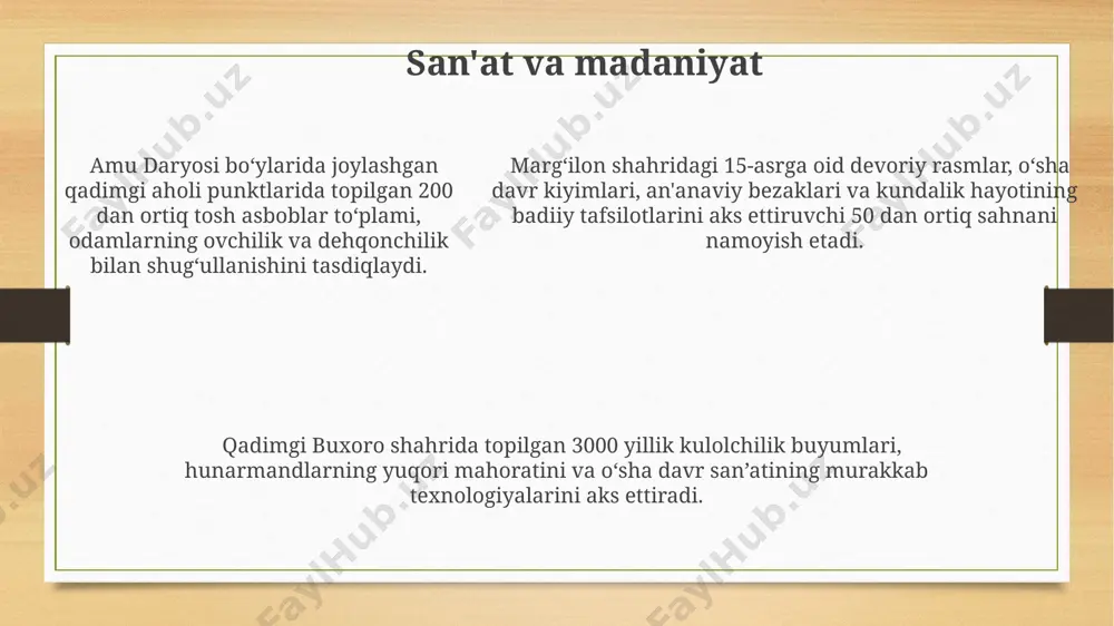 oʻylarida yashovchi dehqonlar yiliga 3 oy davomida suv toshqini tufayli dam olish imkoniyatiga ega boʻlib, bu vaqtda diniy bayramlar va jamoaviy tadbirlar oʻtkazishgan. mesopotamiyada, taxminan miloddan avvalgi 3000-yillarda, ekin ekish va hosil yigʻish bilan bogʻliq boʻlgan 2 ta asosiy bayram mavjud boʻlib, ularning har biri 7 kun davom etgan. pompei shahrida topilgan rasmlarda, miloddan avvalgi 1-asrga oid bayram marosimlari tasvirlangan boʻlib, ularda 50 dan ortiq odamning ishtiroki va turli xil oziq-ovqat mahsulotlari koʻrsatilgan. sog'liqni saqlash va tibbiyot rim imperiyasi davrida, katta shaharlarda 100 dan ortiq davolash muassasasi mavjud bo'lib, ularda bemorlarga turli xil davolash usullari qo'llanilgan, jumladan, jarrohlik amaliyotlari ham. qadimgi yunonistonda, gipokrat (miloddan avvalgi 460-370) kabi shifokorlar anatomiya va fiziologiya bo'yicha bilimlarni rivojlantirishga hissa qo'shishgan, kasalliklarni tabiiy sabablar bilan tushuntirishgan. qadimgi yunonistonda, gipokrat (miloddan avvalgi 460-370) kabi shifokorlar anatomiya va fiziologiya bo'yicha bilimlarni rivojlantirishga hissa qo'shishgan, kasalliklarni tabiiy sabablar bilan tushuntirishgan. kundalik hayotdagi vazifalar qadimgi rim imperiyasi davrida, taxminan …