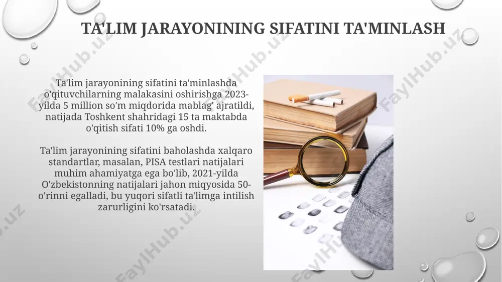ahamiyati to'liq jihozlangan laboratoriyalar va kutubxonalar mavjudligi, masalan, toshkentdagi 5-maktab tajribasida ko'rsatilganidek, o'quvchilarning 25% faol ishtirokini oshirib, bilim olish jarayonini tezlashtiradi. ta'lim muhitining samaradorligi, o'quvchilarning 70% dan ortiq bilimlarini egallaganligini ko'rsatuvchi tadqiqotlar natijalari bilan tasdiqlangan bo'lib, samarqanddagi maktablar misolida aniq kuzatilgan. ta'limda o'qitish metodlarining ahamiyati zamonaviy pedagogik texnologiyalar, jumladan, janubiy koreyaning ta'lim tizimida keng qo'llaniladigan onlayn platformalar, 1000 dan ortiq o'quv resurslari bilan ta'minlab, o'quv jarayonini diversifikatsiya qiladi. o'zbekistonning 12 ta viloyatida o'tkazilgan tadqiqotlar shuni ko'rsatdiki, interaktiv o'qitish metodlarini qo'llash, an'anaviy usullarga nisbatan o'quvchilarning faol ishtirokini 3 barobarga oshiradi. ta'lim mazmunining tashkil etilishi 1990-yillardan boshlab oʻzbekiston maktablarida taʼlim mazmuni milliy oʻziga xoslikni hisobga olgan holda, jahon standartlari bilan uygʻunlashtirilgan 5 bosqichli taʼlim tizimiga asoslanadi. samarqanddagi 2-pedagogika kolleji tajribasi shuni koʻrsatadiki, taʼlim mazmunining samarali tashkil etilishi uchun oʻqituvchilarning malaka oshirish kurslarida 2 yilda kamida 1 marta ishtirok etishi zarur. ta'limda innovatsiyalar va texnologiyalar samarqanddagi pedagogika universiteti 5 yillik innovatsion dastur doirasida …