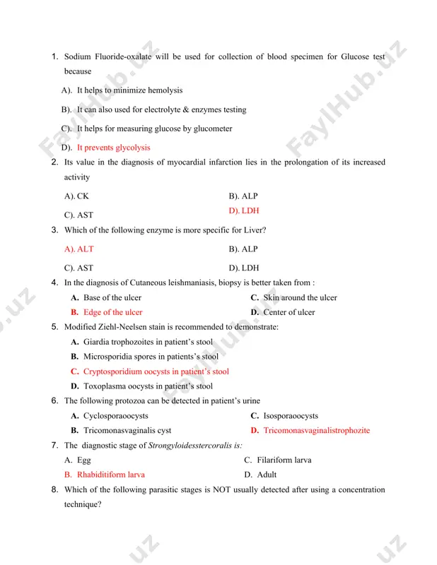 rral hospital a 35 years old aids patient with a cd4 count in the range 100 to 50 cells /mm3 complains of headache and neck stiffness and appears disoriented. the possibility of fungal meningitis is considered and tests for the common fungal etiology of meningitis ordered. tests included direct examination of spinal fluid for the organism and serology. the purpose of the serology test is detection of a. antibody to capsular polysaccharide b. antibody to cell wall mannoprotein c. capsular polysaccharide d. cell wall mannoprotein 13. gram stain examination of a csf specimen indicates the presence of yeast like cells with gram positive granular inclusions.which of the following techniques should be used next to assist in the identification of this organism? a. 10%koh b. lactophenol cotton blue c. indian ink d. periodic acid-schif 14. antimicrobial resistance: a. can only be acquired through plasmid transfer b. means that one species of …