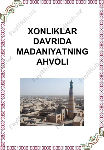 xonliklar davrida madaniyatning ahvoli — PPT