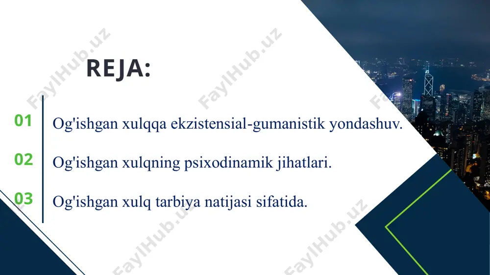 o'ra sevgi, ijod va ma'naviyat orqali insonning o'zini o'zi normal namoyon qilishi imkonsiz bo'lsa, uni og’ishgan xatti-harakatlar orqali o'zini namoyon qilish bilan qoplash mumkin. oddiy o'zini o'zini namoyon qilishga xalaqit beradigan asosiy sabab sifatida, a.maslou asosiy ehtiyojlarni qondirishni ajratib ko'rsatdi; past darajadagi ehtiyojlar uchun individual mahkamlash; yuqori ehtiyojlar va noqulay ijtimoiy sharoitlarning etarli darajada rivojlanmaganligi. psixodinamik yondashuv psixodinamik yondashuv doirasida, ongsiz haydovchilar o'rtasidagi doimiy to'qnashuv, ularning siqilgan va qatag'on shaklida "bu" tuzilishini tashkil etuvchi va "men" va "super-men" tarkibini tashkil etadigan tabiiy faoliyatning ijtimoiy cheklovlari an'anaviy ravishda og’ishgan xatti-harakatlarning asosiy manbai hisoblanadi. ushbu yondashuvga ko'ra, shaxsiyatning normal rivojlanishi ongli va ongsiz sohalarni muvozanatlashtiradigan maqbul himoya mexanizmlarining mavjudligini nazarda tutadi. aks holda, shaxsiyatning shakllanishi g'ayritabiiy xarakterga ega bo'ladi. shaxs psixologiyaning asoschisi a.adler og’ishgan xatti-harakatlarning turli shakllarining boshqa psixologik sabablarini tavsiflaydi. uning qarashlariga ko'ra, individning rivojlanishini belgilovchi asosiy omil - bu hayotning asosiy maqsadi, uni umuman boshqalarga nisbatan ustunlikka erishish maqsadi sifatida …