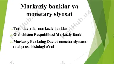 markaziy banklar va monetary siyosat — PPTX