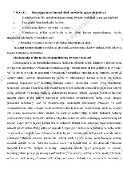 maktabgacha ta’lim tashkiloti metodistining kasbiy faoliyati — DOC