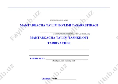 maktabgacha ta’lim to‘g‘risida ma'lumotnoma — DOCX