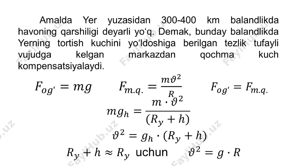gravitatsion maydonda harakat 10-sinf, 20-mavzu - Page 4