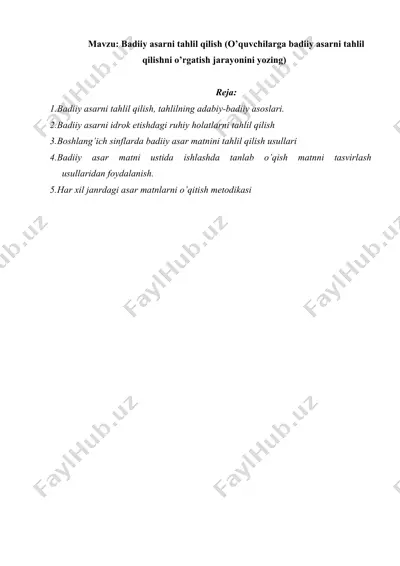 badiiy asarni tahlil qilish — DOCX