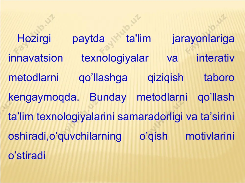 dadillik hissini beradi. biroq bu usulni 30 kishidan ortiq guruhda qo‘llash mumkin emas. * * e’tiboringiz uchun raxmat!