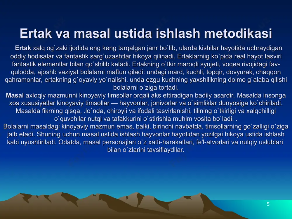 turli janrdagi asarlar ustida ishlash metodikasi - Page 5