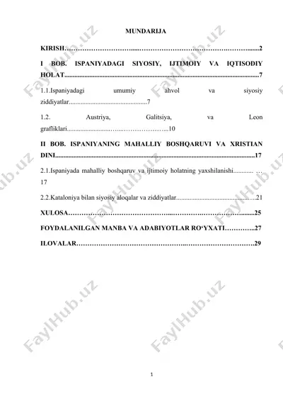 kurs ishi “ispaniya davlatining ix–xi asr davri” — DOCX