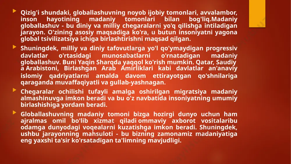 globallashuv jarayonining ijobiy va salbiy oqibatlari - Page 4