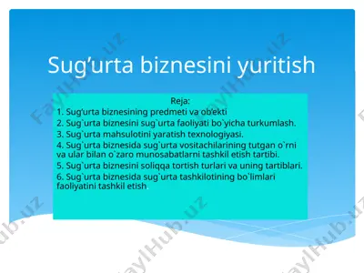 sug’urtabiznesini yuritish — PPTX