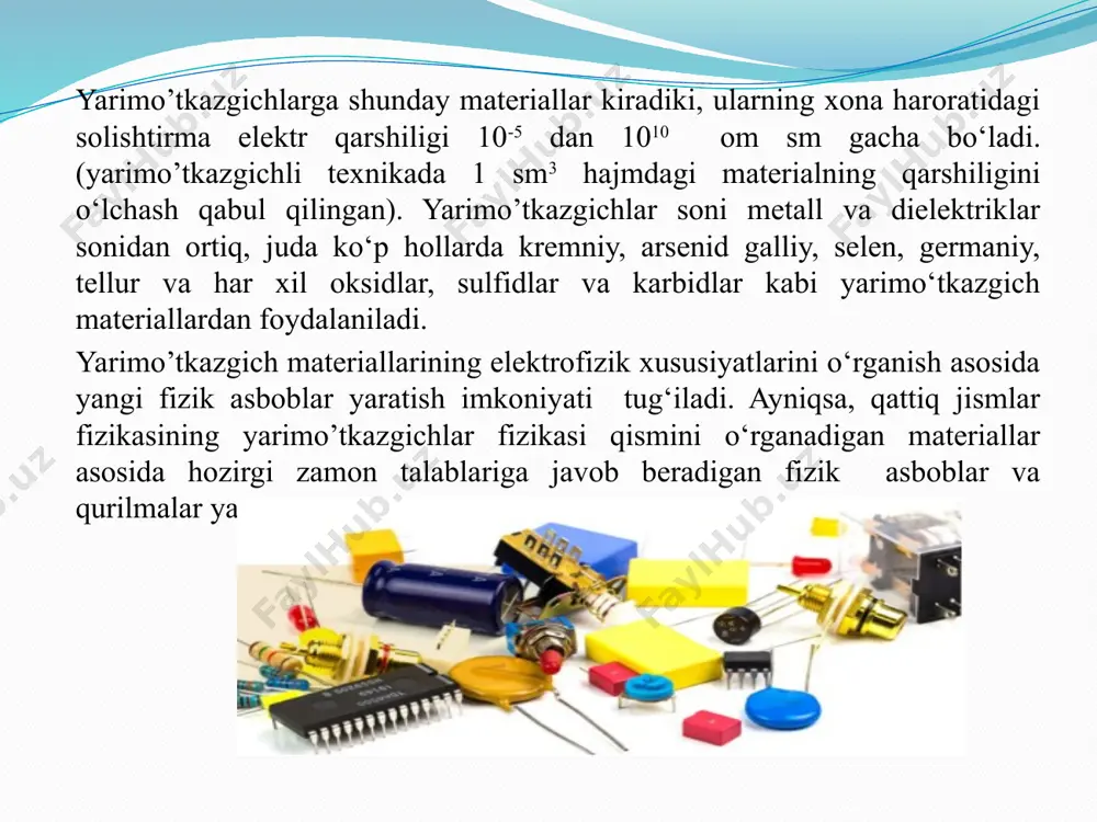 ar boʻlishi shart. diodlar turlari asosan, elementlarni ikki guruhga bo'lish mumkin. birinchisi yarimo'tkazgichli diodlarning bir turi, ikkinchisi yarimo'tkazgich bo'lmagan. bu keng tarqalgan birinchi guruh edi. bu nom diod ishlab chiqarilgan materiallardan olingan: ikkita yarim o'tkazgich yoki metall bilan yarim o'tkazgich. 1. laboratoriya ishining yo'riqnomasi bilan tanishib bo'lgach, 8- rasmda keltirilgan elektr zanjirini tuzing va uning to'g'riligini o'qituvchiga tekshirtiring. qurilmani ishga tushirish uchun o'qituvchidan ruxsat oling. 2. qurilma tarkibidagi tok manbayini tok tarmog'iga ulang. 3. to'g'ri ulangan diodning volt-amper xarakteristikasini olib bo'lgach qurilmani o’chiring 4.diodni tok manbayiga teskari yo'nalishda ulang 5. diodga berilayotgan kuchlanishning turli qiymatlarida undan oqayotgan teskari tokning qiymatlarini mikroampermetr yordamida qayd eting. 6. olingan natijalar asosida quyidagi jadvalni to'ldiring: 7. tajriba natijalari asosida diodning volt-amper xarakteristikasini chizing. ishni bajarish tartibi natijalarni quyidagi jadvalga kiriting 1. n va p-turdagi o'tkazuvchanlikning hosil bo'lish mexanizmini tushuntiring. 2. yarimo'tkazgichlarning xususiy va aralashmali o'tkazuvchanligini tushuntiring. 3. qanday yarimo'tkazgichlar donor aralashmali yarimo'tkazgichlar deb ataladi? …