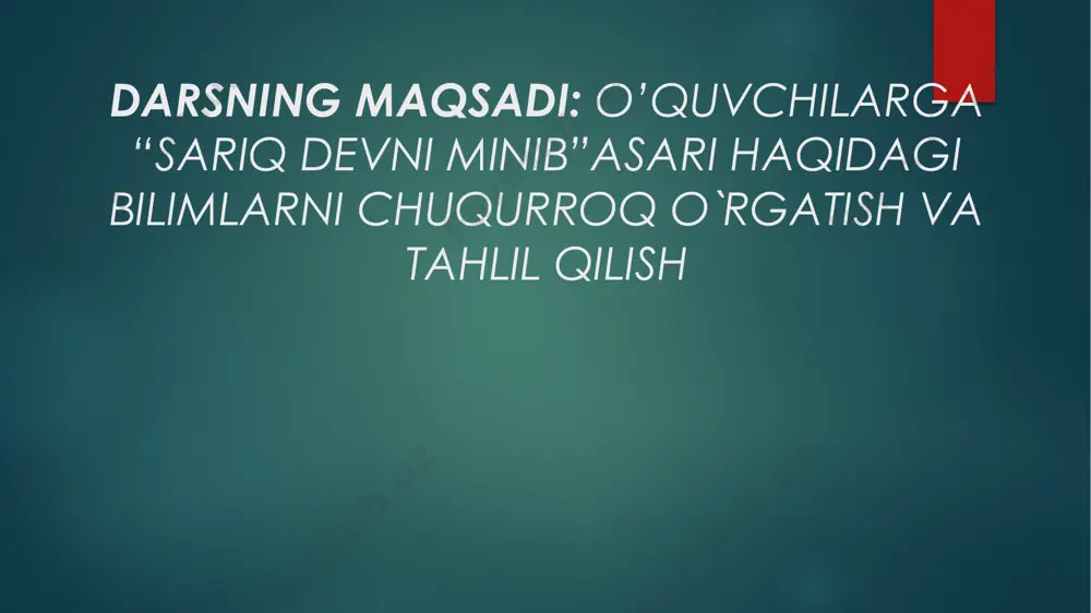 izda nafsini tiya olmagan, nafsining quliga aylangan, ya`ni nafs bandalari “nafsi olovlar” deb ham ataladi. darhaqiqat, kimki nafsini tiya olmas ekan, bir kunmas bir kun, nafs olovida kuyib kul bo`ladi. olov esa, tabiiyki, sariq rangdadir. ibora tarkibidagi “dev” afsonaviy yovuzlik timsoli sanaladi. ertaklarda bayon qilinishicha, yovuz dev komiga tushgan har qanday jonzot hech qachon tirik qolmagan. asar qahramoni hoshimjon ham o`z nafsiga anchagina erk beradi: nafs deviga minib yo`lga chiqadi “sariq devni minib” asari quyidagi bo`limlardan iborat: 1-bo`lim. sehrli qalpoqcha. 2-bo`lim. sariq devni minib. 3-bo`lim. mening ham do`stlarim bor. “sehrli qalpoqcha” bo`limi quyidagi boblardan iborat: 1-bob. ko`chaga quvildim. 2-bob. shaytonning yelkasiga igna sanchdim. 3-bob. baxtim kulib boqqan edi. 4-bob. hasharotni kaltaklashga buyurdim. 5-bob. qofiya bozori qaydadir. 6-bob. xayr amakilar. 7-bob. injenerman, injener. 8-bob. mana, artist ham bo`ldim. 10-bob. qayerdasan, maktabim. “sariq devni minib” bo`limi quyidagi boblardan iborat: 1-bob. bizning qishloq. 2-bob. yo`q, zokir dangasa emas. 3-bob. amerikancha focus. 4-bob. kinna …