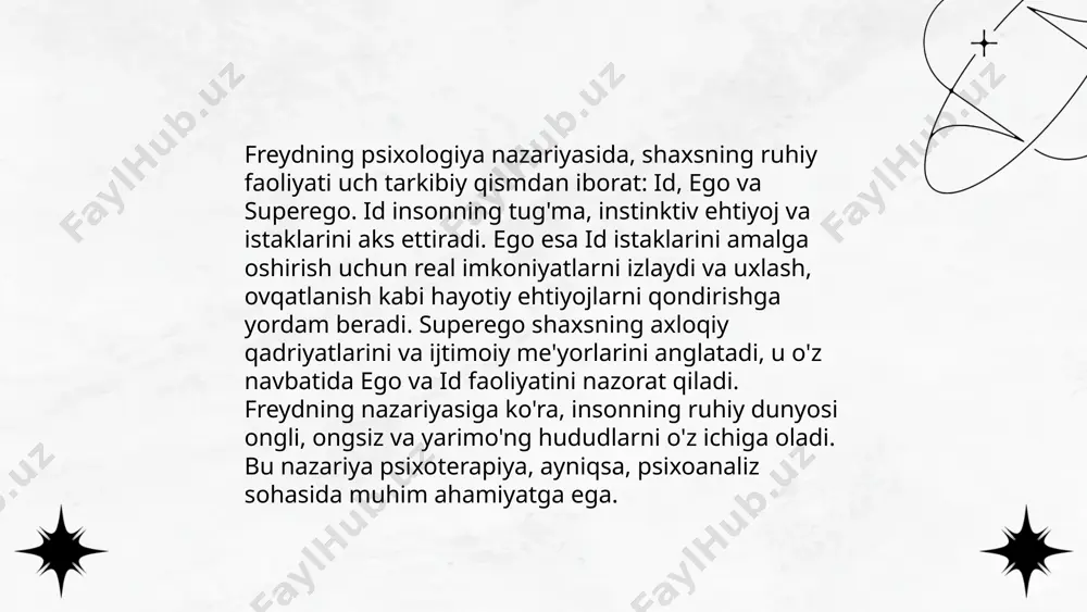 nishning psixoanalitik yoʻnalishi egamberdiyeva gulnoza e'tiboringiz uchun raxmat! image1.png image2.png image3.png image4.jpg image5.png image6.jpg image7.jpg /docprops/thumbnail.jpeg