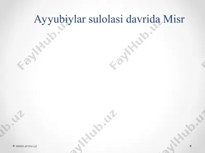 ayyubiylar sulolasi davrida misr — PPT