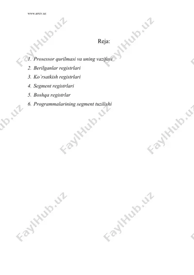 prosessor registrlari — DOC