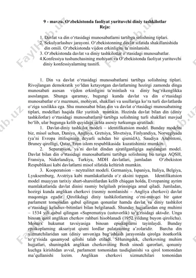 o‘zbekistonda faoliyat yurituvchi diniy tashkilotlar — DOC
