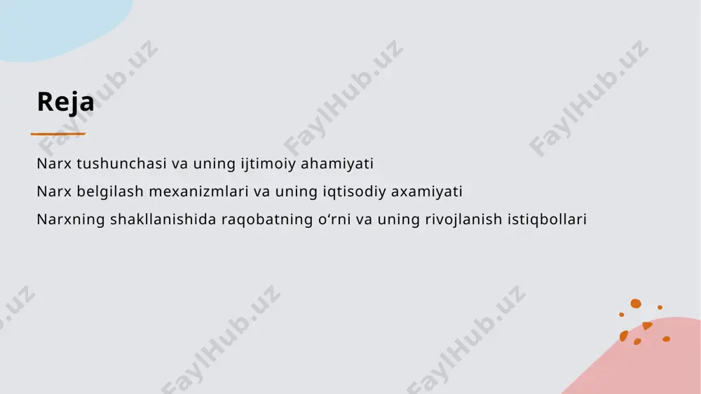 arx shakllanishida ta'sir ko'rsatadi. boylar va kambag'allar o'rtasida narxlar va ishlab chiqarish imkoniyatlari farqlanadi, bu esa iqtisodiy rivojlanishga ta'sir qiladi. narxning ijtimoiy barqarorlik va rivojlanishga ta'siri. 1 ijtimoiy barqarorlikning asosiy o'rni narxlar iqtisodiy barqarorlikni ta'minlab, ijtimoiy muvozanatni mustahkamlashda muhim rol o'ynaydi. ular yashash xarajatlari va daromadlar o'rtasidagi muvozanatni saqlashga yordam beradi. 2 rivojlanish va narxlar to'g'ri narx belgilash iqtisodiy rivojlanishni qo'llab-quvvatlaydi, investitsiyalarni jalb qiladi va ishlab chiqarishni kengaytirishga imkon yaratadi, bu esa umumiy farovonlikni oshiradi. 3 ijtimoiy barqarorlikni ta'minlash narxlarning barqarorligi jamiyatda ijobiy muhitni shakllantiradi, ijtimoiy adolatsizlik va narx o'zgarishlarining salbiy ta'sirini kamaytiradi, odamlarning xavotirlarini kamaytiradi. narx tushunchasining iqtisodiy nazariyalardagi o'rni va tahlili. 1 narxlarning nazariy asoslari iqtisodiy nazariyalarda narxlar talab va taklif, muvozanat va qiymat tushunchalariga asoslanadi, bu narx shakllanishining fundamental mexanizmlaridir. 2 narxlarning funktsiyalari narxlar resurslarni taqsimlash, ishlab chiqarishni rag'batlantirish va iqtisodiy muvozanatni ta'minlashda muhim rol o'ynaydi, bu esa bozor samaradorligini oshiradi. 3 narxlar va iqtisodiy rivojlanish narxlar …