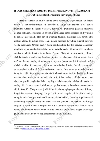 o‘zbek shevalari korpusi ma’lumotlar bazasi — DOCX