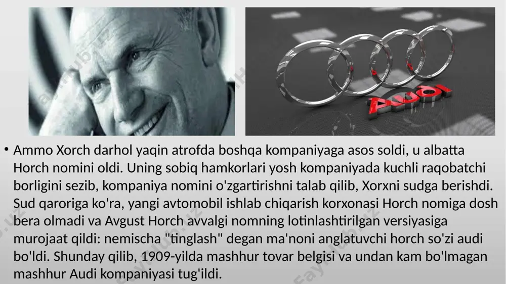 aniyalaridan foydalanadi. bundan tashqari, audi kompaniyasi xalqaro bozorda markani nazorat qilish, mijozlarining talablarini tushunish va ularning istaklariga javob berish uchun o'zining marketing o'rganish va tadqiqot markazlaridan ham foydalanadi. shu sabablarga ko'ra, audi kompaniyasi xalqaro savdoda o'rni bilan ajralib turadi va yuqori sifatli avtomobillarni sotish konusida muvaffaqiyatga erishgan. audi tomonidan ishlab chiqarilgan elektr harakatchanligi ajoyib tafsilotlarga to'la va kundalik hayotga muammosiz aralashadi. audi doimiy ravishda sof elektr e-tron modellari taklifini kengaytirmoqda va yangi turdagi harakatchanlik tasavvuriga hayot bag'ishlash uchun g'oyalar va yechimlarni taqdim etishda davom etmoqda va o’zining yangi audi q6 e-tron madelini tagdim etdi audi kompaniyasi 2021 dan 2023 yillardagi malumotlari yillar kesimi 2021 2022 2023 brand group progressive [¹] mijozlariga yetkazib berish (avtomobillar) 1 688 978 1 638 638 1 918 912 daromad (million evro) 53 068 61 753 69 865 operatsion foyda (million evro) 5498 7550 6280 ros 10.4 12.2 9.0 investitsiyalar rentabelligi (roi) (foiz) 16.7 22.2 17.7 …