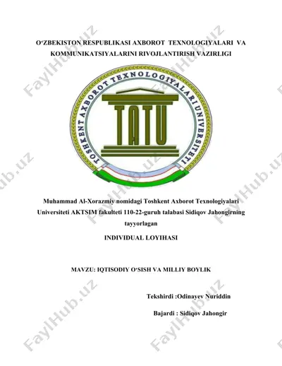 iqtisodiy o‘sish va milliy boylik — DOCX