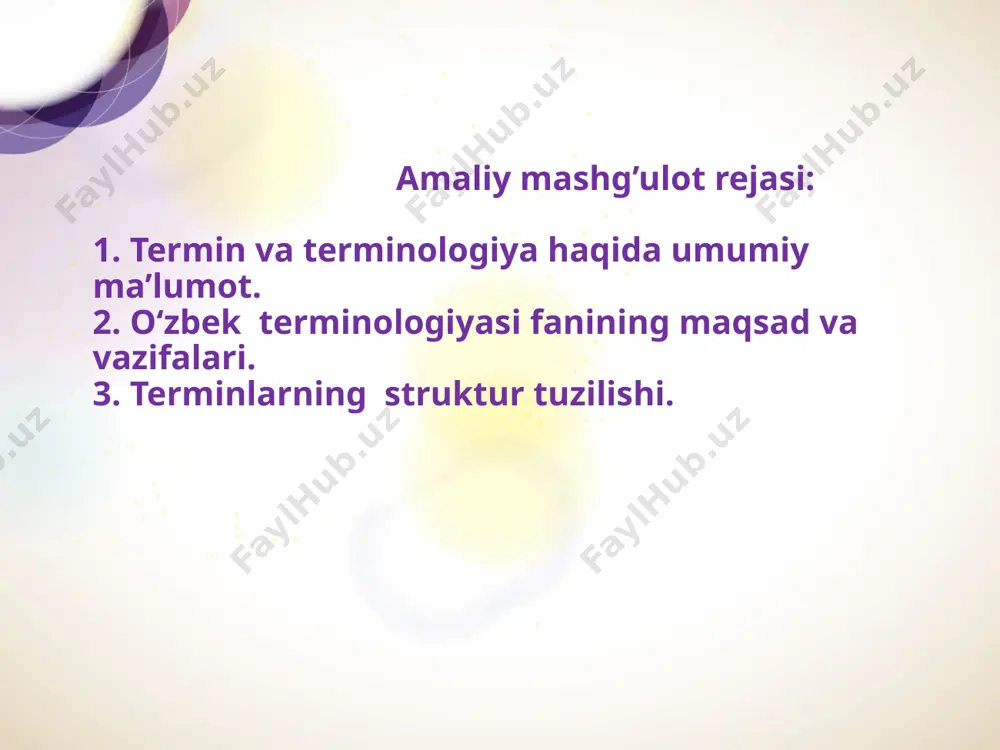 amaliy mashg'ulot "o'zbek terminologiyasi" fanidan - Page 3