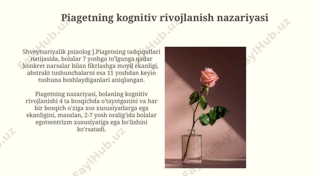 n har bir vazifaning o'z vaqtida bajarilishining ahamiyatini, masalan, 15 yoshgacha o'zining shaxsini aniqlash muhimligini ta'kidlaydi. levensonning hayot yo'li nazariyasi levensonning hayot yo'li nazariyasi 7 ta asosiy davrni o'z ichiga oladi, 16 yoshdan 65 yoshgacha bo'lgan davrlarni batafsil o'rganib, har bir bosqichning psixologik vazifalari va inqirozlarini tahlil qiladi. levensonning tadqiqotlari, 40 yosh atrofida shaxslarning o'z hayotiga qayta baholar berishi va hayotning keyingi 20 yili uchun yangi maqsadlar qo'yishiga olib keladigan "erkinlik" va "chegaralanish" kabi muhim inqirozlarni aniqladi. resilientlik va stress bilan kurashish стрессга чидамлиликни ошириш бўйича психолог билан 8 сессиялик дастур самарқанддаги тадқиқотларда иштирокчиларга ўртача 25 баллга яхши натижа беришини кўрсатди. 20-40 ёш оралиғидаги аёлларда стрессга чидамлилик даражаси 15% га паст бўлиб, бу кўпинча тошкент шаҳри каби йирик шаҳарлардаги юқори ҳаёт темпи билан боғлиқ. bowlbyning birikish nazariyasi bolbiyning birikish nazariyasi 0-2 yoshgacha bo'lgan bolalarda onasi bilan kuchli hissiy bog'lanishning ahamiyatini ta'kidlaydi va bu bog'lanishning buzilishi keyinchalik ruhiy salomatlikka, masalan, britaniyada …
