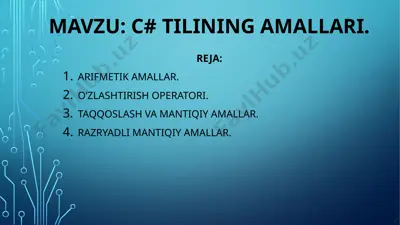 c# tilining amallari — PPTX