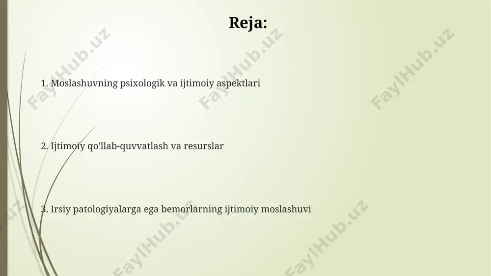 25% ga kamaytirishi mumkin. muvaffaqiyatli ijtimoiy moslashuv uchun, kamida 3 ta muhim elementni o'z ichiga olgan yaxlit tibbiy-ijtimoiy dasturlarni, shu jumladan psixologik yordam, kasb-hunarga yo'naltirish va ijtimoiy qo'llab-quvvatlashni amalga oshirish zarur. kasallikning ijtimoiy-psixologik oqibatlari oilaviy munosabatlardagi stress darajasi 70% ga yaqin bemorlarda yuqori bo'lib, bu nikoh munosabatlarining buzilishi va ajralishlar sonining ortishiga sabab bo'ladi. kasallikning og'irligi va davomiyligi bilan bevosita bog'liq bo'lgan ish qobiliyatining pasayishi, taxminan 40% hollarda ijtimoiy-iqtisodiy ahvolning yomonlashuviga olib keladi. kasallikning ijtimoiy izolyatsiyasi 20-30% hollarda kuzatiladi, bu esa bemorlarda depressiya va ijtimoiy fobiya rivojlanishiga olib kelishi mumkin. muvaffaqiyatli ijtimoiy moslashuv omillari muvaffaqiyatli ijtimoiy moslashuvning muhim omili – bu kasallik haqida to’liq ma’lumotga ega bo’lish va o’z sog’lig’ini 70% ga nazorat qilish imkoniyatidir, bu esa bemorlarning o’z-o’zini boshqarish ko’nikmalarini rivojlantirishga yordam beradi. ijtimoiy qo’llab-quvvatlash tarmog’ining mavjudligi, ya’ni oila, do’stlar va qo’llab-quvvatlash guruhlari bilan 3 dan kam bo’lmagan muntazam aloqa, bemorlarning ruhiy salomatligini 50% ga yaxshilaydi va moslashuv jarayonini …