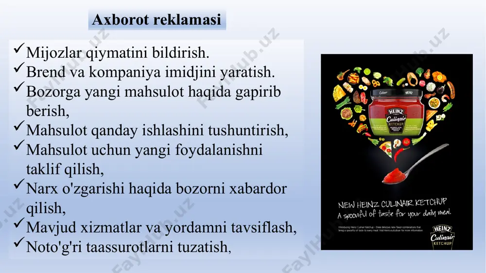 'zlarining maqsadli bozorlariga kirish va ta'sir qilish uchun yozma materiallar tayyorlaydilar. bu materiallarga yillik hisobotlar, broshyuralar, maqolalar, kompaniya axborotnomalari va jurnallari kiradi. videolar kabi audiovizual materiallar aloqa vositasi sifatida tobora ko'proq foydalanilmoqda. korporativ identifikatsiya materiallari ham jamiyat darhol tan oladigan korporativ identifikatsiyani yaratishga yordam beradi. logotiplar, ish yuritish materiallari, broshyuralar, belgilar, biznes shakllari, tashrif qog'ozlari, binolar, formalar, kompaniya avtomobillari va yuk mashinalari jozibali, o'ziga xos va esda qolarli bo'lsa, marketing vositalariga aylanadi. nihoyat, kompaniyalar davlat xizmati faoliyatiga pul va vaqt ajratish orqali davlat xayrixohligini yaxshilashlari mumkin. jamoatchilik bilan aloqalar bo'yicha asosiy vositalar shaxsiy savdo reklama aktsiyasining shaxslararo qismi bo'lib, quyidagilarni o'z ichiga olishi mumkin. yuzma-yuz muloqot, telefon aloqasi, video yoki veb-konferentsiya robert lui stivenson shunday degan edi: "har kim nimanidir sotish bilan yashaydi". dunyo bo'ylab kompaniyalar mahsulot va xizmatlarni biznes mijozlari va yakuniy iste'molchilarga sotish uchun savdo kuchlaridan foydalanadilar shaxsiy sotuv sotuvchilar kompaniya va uning mijozlari o'rtasida quyidagi yo'llar bilan …