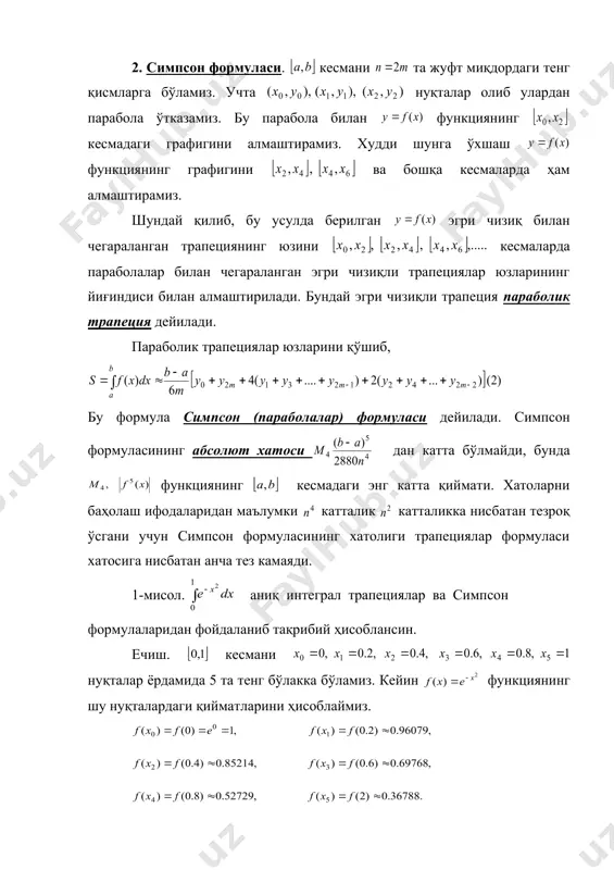 даги хосмас интеграли дейилади ва қуйидагича белгиланади: . (1 ) лимит чекли бўлса, хосмас интеграл яқинлашувчи дейилади. лимит мавжуд бўлмаса, хосмас интеграл узоқлашувчи дейилади. функциядан оралиқ бўйича олинган хосмас интеграл ҳам худди юқоридагига ўхшаш аниқланади: . (2) функциядан оралиқ бўйича олинган хосмас интеграл қўйидагича аниқланади.: (3) бу ерда исталган сон. (3) интегралларда ўнг томондаги иккала интеграл ҳам яқинлашса чап томондаги интеграл ҳам яқинлашувчи дейилади. ўнг томондаги интеграллардан ақалли биттаси узоқлашса, чап томондаги интеграл ҳам узоқлашувчи бўлади. хосмас итегралларни ҳисоблаш учун ньютон-лейбниц формуласидан фойдаланилади. функция оралиқда учун бошланғич функция бўлса, бўлиб, бу ерда: интегралнинг яқинлашишини ёки узоқлашишини аниқлайди. 1-мисол. интегралнинг яқинлашишини текширинг. ечиш: демак, интеграл яқинлашувчи ва га тенг. 2-мисол. бўлиб, бу интеграл узоқлашувчи. 2). чегараланмаган функцияларнинг чекли оралиқ бўйича хосмас интеграллари. интервалда узлуксиз ва да аниқланмаган ёки узилишга эга бўлган функциянинг хосмас интеграли қуйидагича белгиланиб аниқланади: (4) охири лимит мавжуд бўлса, хосмас интеграл яқинлашувчи акс ҳолда узоқлашувчи дейилади. бундай интегралларга …