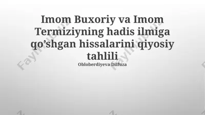 buxoriy va termiziy merosining zamonaviy dolzarbligi — PPTX