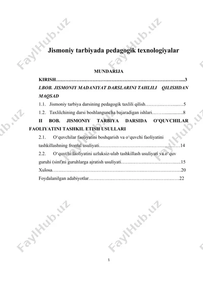 jismoniy tarbiyada pedagogik texnologiyalar — DOC