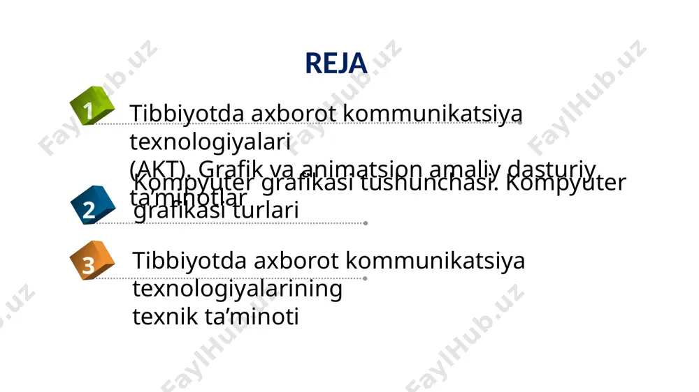 a mo`ljallangan qurilmadir. skaner shtrix kod qo`l skaneri planshetli skaner rulonli skaner proeksiyali skaner chiqarish moslamasi ma`lumotni foydalanuvchi uchun maqbul shaklga aylantiradi va foydalanuvchi uchun qulay shaklda chiqaradi: bosib chiqaradi, display ekraniga, ovoz chiqaruvchi qurilmaga va x.k. chiqarish qurilmalari turi: turi misol elektron chiqish moslamalari katod nurli trubkali monitor, suyuq kristalli ploskiy monitor, sensorli monitor bosib chiqarish moslamalari zarbli printer: matritsali printerlar zarbsiz printer: lazerli, purkagichli, termal printerlar boshqa moslamalar ovoz, tovush, video chiqaradigan qurilmalar axborotni chiqarish qurilmalari monitor monitor – simvolli va grafikli axborotlarni namoyish etish qurilmasi. chiqarish qurilmasi sifatida xizmat qiladi. monitor turlari katod nurli trubkali monitorlari (monitor ekranidagi tasvir elektron avtomat tomonidan chiqarilgan elektronlar nuri yordamida hosil bo'ladi. monitor inson salomatligiga salbiy ta'sir ko'rsatishi mumkin bo'lgan yuqori statik elektr potentsiali, elektromagnit nurlanish va rentgen nurlanishini hosil qiladi); suyuq kristalli monitorlar (noutbukda va cho'ntak kompyuterlarida suyuq kristallarda tekis panelli monitorlardan foydalaniladi. lcd monitorlarining crt monitorlaridan ustunligi zararli elektromagnit …