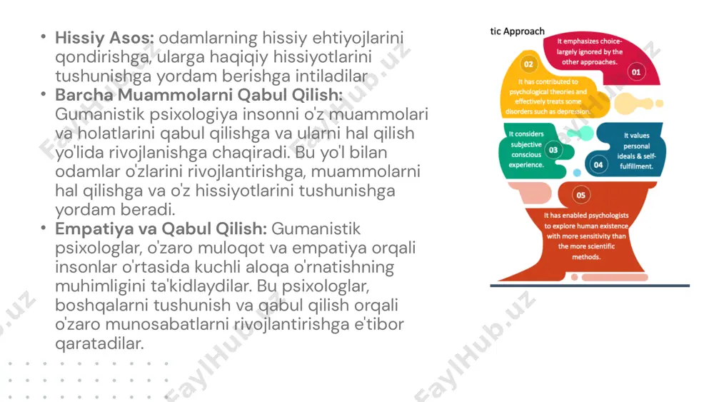 liyatlarini sinab ko‘rishadi va muvaffaqiyatlari orqali o‘zlariga bo‘lgan hurmatni his qilishadi. masalan, bola biror murakkab o‘yinchoqni yig‘ib qo‘yganida yoki yangi mahorat o‘rganganda, o‘ziga nisbatan hurmat hissini kuchaytiradi. o'zini kengaytirish (self-extension) misol: bola o'zini nafaqat shaxsiy sifatida, balki oilasi, do‘stlari yoki qo‘g‘irchoqlari orqali ham identifikatsiya qiladi. masalan, bola "bu mening uyim" yoki "bu mening oilam" kabi iboralarni ishlatadi. shu orqali u o‘zini kengroq dunyo bilan bog‘laydi. ratsional o'zlik (self-image) misol: o‘smir yoshga yaqin bolalar qanday bo'lishni xohlashlarini va qanday harakat qilish kerakligini tushunishni boshlaydi. masalan, o‘smir o‘zining xatti-harakatlari orqali boshqalar qanday taassurot olishini o‘ylaydi va o‘zini ideal shaxs sifatida tasavvur qiladi. hayotga yo'nalganlik (propriate striving) misol: kattalar hayotining boshida inson o‘z hayotining ma’nosini va maqsadini izlaydi. masalan, o‘zining hayotidagi qadr-qimmatlarini anglab, o‘ziga shaxsiy maqsadlar belgilaydi: martabaga erishish, oila qurish yoki jamoaga hissa qo‘shish. bu bosqichda inson o‘z hayoti qanday bo‘lishini ongli ravishda boshqarishga intiladi. proprium integratsiyasi (propriate integration) misol: inson voyaga …