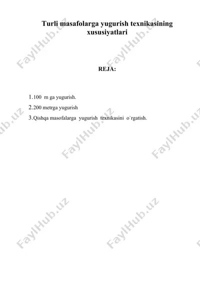 turli masafolarga yugurish texnikasining xususiyatlari — DOC