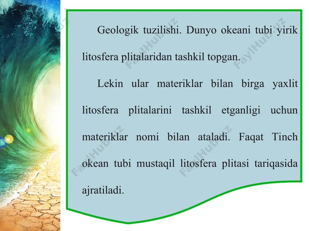 dunyo okeani tubining geologik tuzilishi, relyefi 6-sinf - Page 3