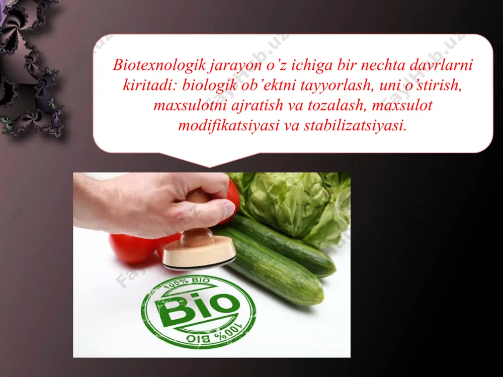 i maxsulot sintezlanadi. yu.a. ovchinnikov aytganidek xujayra o’ziga xos kichkina ximiyaviy zavod bo’lib, unumdorlikda, kelishilgan xolda ma’lum dastur asosida ishlaydi. unda minutida 100lab murakkab birikmalar, gigant biopolimerlar va 1-nchi novbatda oqsillar sintezlanadi. xujayra immunitet kasallikni boshidan kechirgan bemor organizmida kuchli, turg’un, uzoq davom etadigan immunitet hosil bo’lmaydi, shu sababli kishi qayta kasallanishi mumkin. oxirgi yillarda immunobilizatsiyalangan mikrob hujayralaridan poliferment tizimlar ahamiyatga egaligi xaqida. kandidozli bemorlarni davolash uchun avval disbakteriozni aniqlab olish lozim. shuning uchun turli antibiotiklar berilmay. balki maxsus preparatlar va sulfademizinlar buyuriladi. adabiyotlar: 1. muhamedov e.m., eshboev e.x. mikrobiologiya, immunologiya, virusologiya. t., “o‘zbekiston milliy ensiklopediyasi” davlat ilmiy nashriyoti. 2002. 2. bakulina n.a., kraeva e.l. mikrobiologiya. t., “meditsina” nashri-yoti. 1979. 3. vorobyov a.a., bыkov a.s. «mikrobiologiya». m., izd-vo «vыsshaya shkola». 2003. 4. pyatkin n.d., krivoshein yu.s. mikrobiologiya va immunologiya. m., izdvo «meditsina» 1980. 5. sinyushina m.n., samsonova m.n. rukovodstvo k laboratornыm zanyatiyam po mikrobiologii. m., 1981. image10.jpeg image11.jpeg image12.jpeg image13.jpeg …
