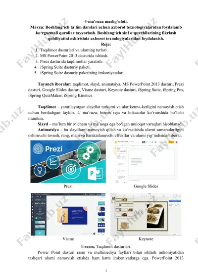 taqdimotlar tayyorlash — DOCX