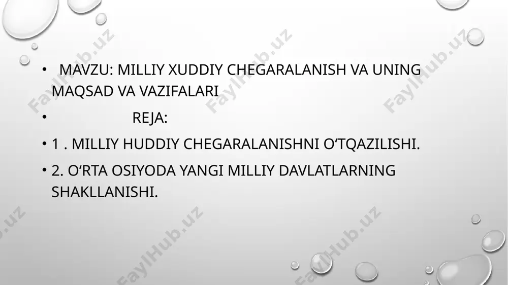 qabul qilgach, 15-iyulda rkp(b)mk oʻrta osiyo byurosi yangi tashkil etiladigan milliy respublikalar va oblastlarning muvaqqat byurosini tashkil etdi. hududiy komissiya tarkibiga f.xoʻjayev, a. rahimboyev, s. xoʻjanov, q.otaboyev, r.islomov, n.aytoqov, yilabdurahmonov, i. aydarbekov, i. vareykis, d.manjara, i.mejlauk, x.saxatmuratov va boshqalar siyosiy arboblar kirgan edi. 1924-yil 16-sentabrda turkiston assr ning navbatdan tashqari sessiyasi, 20-sentabrda butun buxoro xalq vakillarining 5qurultoyi, 2-oktabrda butun xorazm xalq vakillarining 5qurultoyi bu masalani koʻrib chiqib, oʻrta osiyoning milliyhududiy chegaralanishi toʻgʻrisida qaror qabul qildilar. mazkur qarorlarda oʻzbek va turkman xalqlariga oʻzbekiston ssr va turkmaniston ssr tuzish huquqi, turkiston assr ning qirgʻiz (aslida qozoq) viloyatlarini 1920-yilda tashkil qilingan qirgʻiziston assr (aslida qozogʻiston assr) bilan birlashtirish maqsadida qirgʻiz (aslida qozoq) xalqiga turkiston assrdan chiqish huquqi, qora qirgʻiz (aslida qirgʻiz) xalqiga turkiston assrdan chiqish huquqi va qora qirgʻiz (aslida qirgʻiz) avtonom oblastini tashkil etish huquqi, tojik xalqiga ham turkiston assrdan chiqib, tojikiston avtonom oblastini tashkil etish huquqi berilishi kerakligi taʼkidlandi. rsfsr (butun …