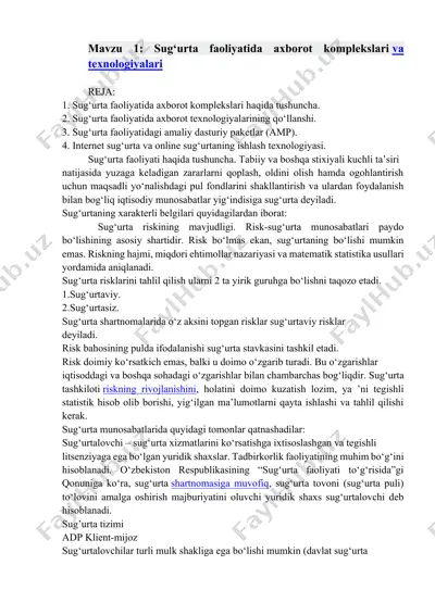 sug‘urta faoliyatida axborot komplekslari — DOCX