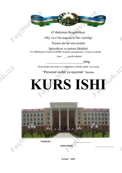 korxonada ish joylari va xodimlarni yollash auditi — DOCX