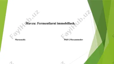 fermentlarni immobilizatsiyalash — PPTX