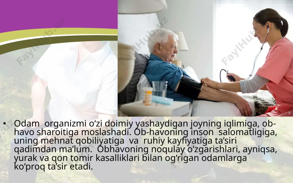 al qon bosimining ko‘tarilishi), yurakning ishemik kasalligi (yurak muskullarida qon aylanishining buzilishi tufayli sodir bo‘ladi), miokard infarkti (qon aylanishi buzilishi tufayli yurak muskullarining ma’lum qismi yemirilishi), insult (bosh miyaga qon quyilishi) kabilar kiradi. bulardan tashqari, maktab yoshidagi bolalarda ko‘p uchraydigan angina, surunkali tonzillit (bodomcha bezlarining yallig‘lanishi) va bular oqibatida kelib chiqadigan yurakning yallig‘lanish kasalliklari tufayli odam yoshlik chog‘idanoq ish qobiliyatini yo‘qotishi mumkin. yurak-qon tomir kasalliklarining oldini olish uchun organizmni chiniqtirish, jismoniy mehnat, sport bilan muntazam shug‘ullanish maqsadga muvofiqdir. chekish va spirtli ichimlik ichishning yurak va qon tomir sistemasiga zararli ta’siri. chekish (sigaret, nos, nasha va hokazo) va spirtli ichimliklar iste’mol qilish zararli odatdir. bu moddalar odam organizmining barcha hujayra, to‘qima va organlariga, jumladan, yurak-qon tomir sistemasiga zararli ta’sir ko‘rsatib, ateroskleroz, gipertoniya, yurakning ishemik kasalligi, yurak infarkti, miyaga qon quyilishi kabi og‘ir xastaliklar yuzaga kelishiga sabab bo‘ladi. tamaki tutuni tarkibida 3 mingdan ko‘proq zaharli kimyoviy moddalar borligi aniqlangan. shulardan nikotin, karbonat …