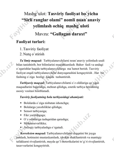 "sirli ranglar olami" mashg'uloti — DOCX