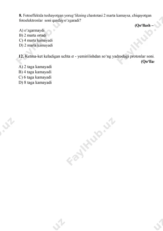 fizika fanini o‘zlashtirish testi - Page 5