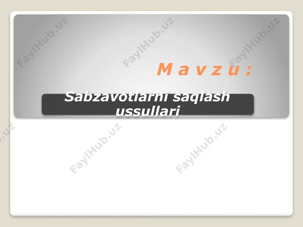 i. bu kasallikning oldini olishning muhim tadbiri uni quritishdir. quritilgan piyoz omborlarda yaxshi saqlanadi. o‘zbekiston sharoitida yig‘ishtirilgan piyoz dalada bir necha kun yoyib qo‘yib quritiladi. quritish uchun piyozlar tozalangan joyga 30-40 sm qalinlikda joylanadi. quritish 15-20 kun davom etadi. bunda har 2-3 kunda ular ohista ag‘dariladi. ag‘darish vaqtida piyoz io‘stini to‘kmaslikka harakat qilish lozim. saqlash mobaynida piyozning o‘sib ketishi, ya’ni kurtakdan yangi piyozbosh hosil bo‘lishiyoki gulpoya chiqishi piyozboshning saqlanish haroratiga bog‘liq. piyozboshpast haroratda (-10°c) saqlansa, piyozdagi kurtaklardan gul navdalar hosil bo‘ladi. bu haroratdan yuqori (18-20°s) yoki aksincha, past (0°c dan past) haroratda saqlanganda kurtak o‘sib ketadi. piyozning ana shubiologik xususiyati uni saqlashda hisobga olinadi. piyozbosh shu sababli yuqori (18-20°c dan ortiq) haroratda yoki aksincha, past (0°c dan past) haroratda saqlanadi . piyoz va sarimsoqni saqlash 3. mahsulotlarni qayta ishlashning fizikaviy usullari va ularning mohiyati konservalashning yuqori haroratni qo‘llash usuli. bu usul asosan mikroorganizmlarning yuqori haroratlarda rivojlana olmasligi va bu haroratlarda …
