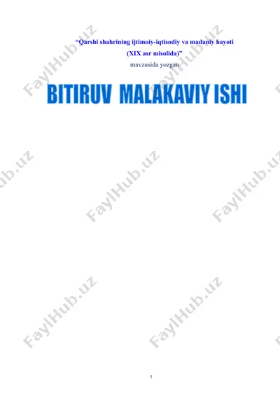 qarshi shahrining ijtimoiy-iqtisodiy va madaniy hayoti — DOCX