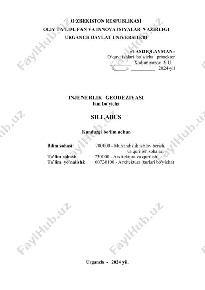injenerlik geodeziyasi sillabus — DOC