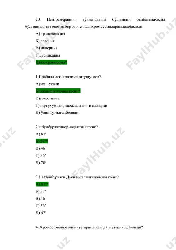 tibbiy genetika testlari - Page 5